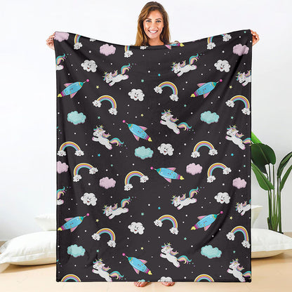 Star Space Unicorn Pattern Print Blanket