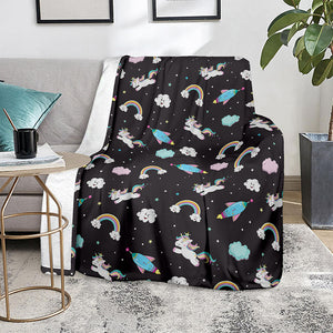 Star Space Unicorn Pattern Print Blanket