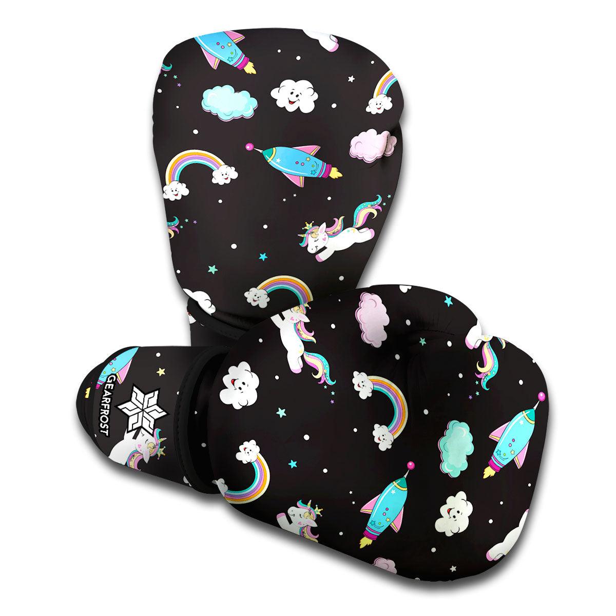 Star Space Unicorn Pattern Print Boxing Gloves