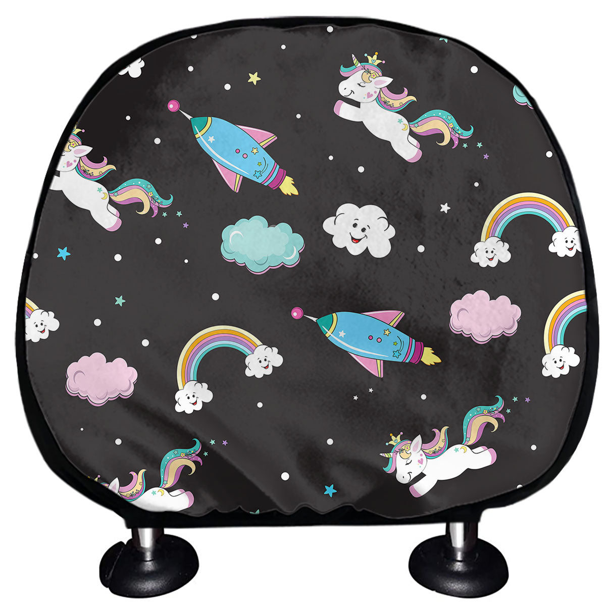 Star Space Unicorn Pattern Print Car Headrest Covers