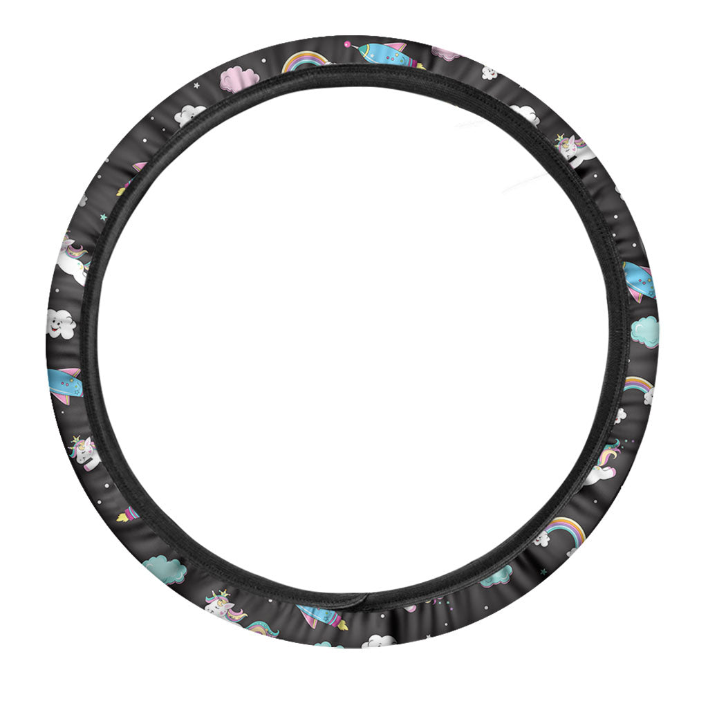 Star Space Unicorn Pattern Print Car Steering Wheel Cover