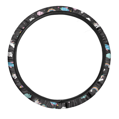 Star Space Unicorn Pattern Print Car Steering Wheel Cover