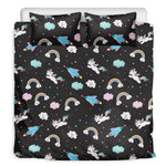 Star Space Unicorn Pattern Print Duvet Cover Bedding Set