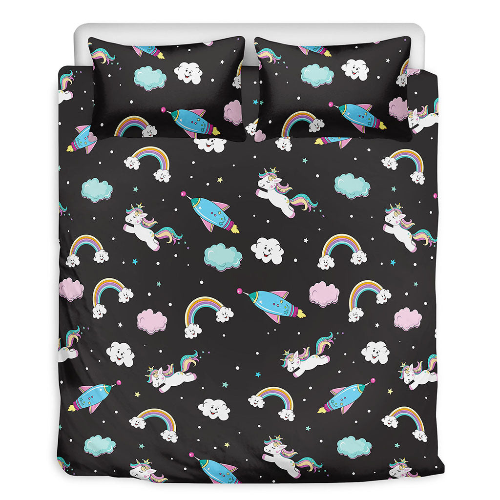 Star Space Unicorn Pattern Print Duvet Cover Bedding Set