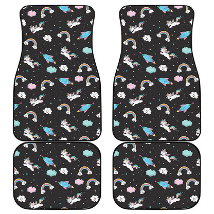 Star Space Unicorn Pattern Print Front and Back Car Floor Mats