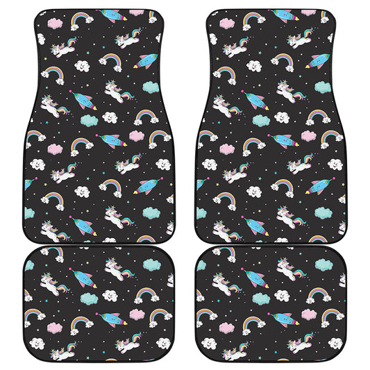 Star Space Unicorn Pattern Print Front and Back Car Floor Mats