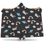 Star Space Unicorn Pattern Print Hooded Blanket