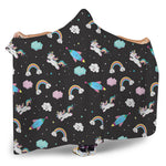 Star Space Unicorn Pattern Print Hooded Blanket