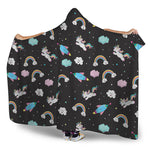Star Space Unicorn Pattern Print Hooded Blanket