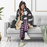 Star Space Unicorn Pattern Print Hooded Blanket