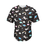 Star Space Unicorn Pattern Print Men's Baseball Jersey