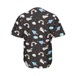 Star Space Unicorn Pattern Print Men's Baseball Jersey