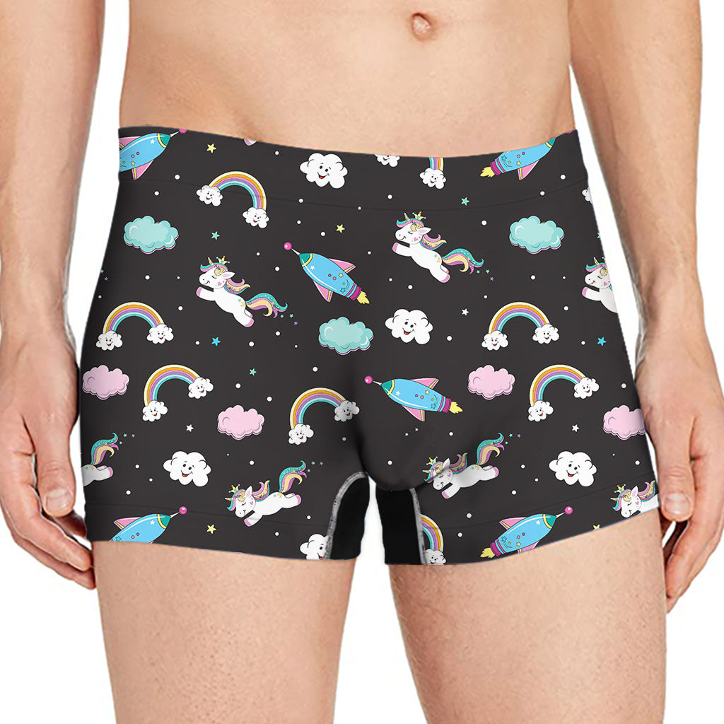 Star Space Unicorn Pattern Print Men's Boxer Briefs
