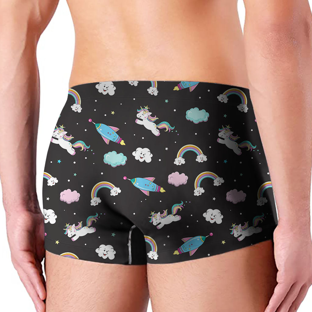 Star Space Unicorn Pattern Print Men's Boxer Briefs