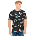 Star Space Unicorn Pattern Print Men's T-Shirt
