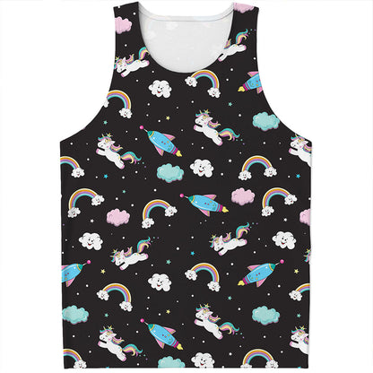 Star Space Unicorn Pattern Print Men's Tank Top