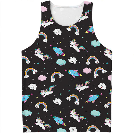 Star Space Unicorn Pattern Print Men's Tank Top