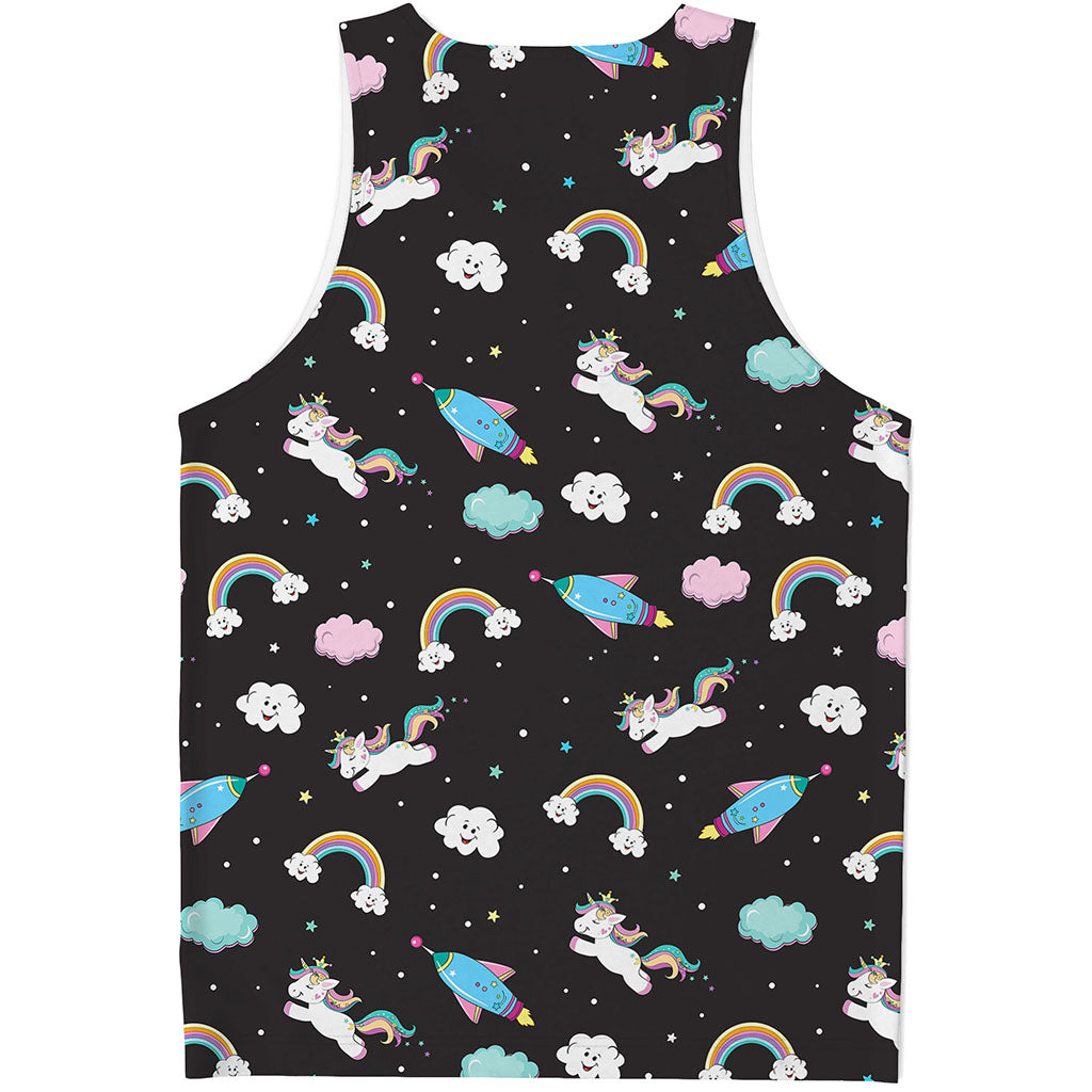 Star Space Unicorn Pattern Print Men's Tank Top