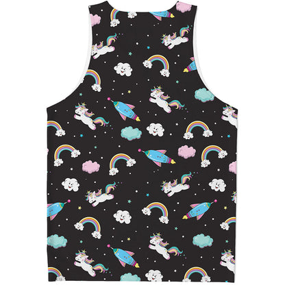 Star Space Unicorn Pattern Print Men's Tank Top