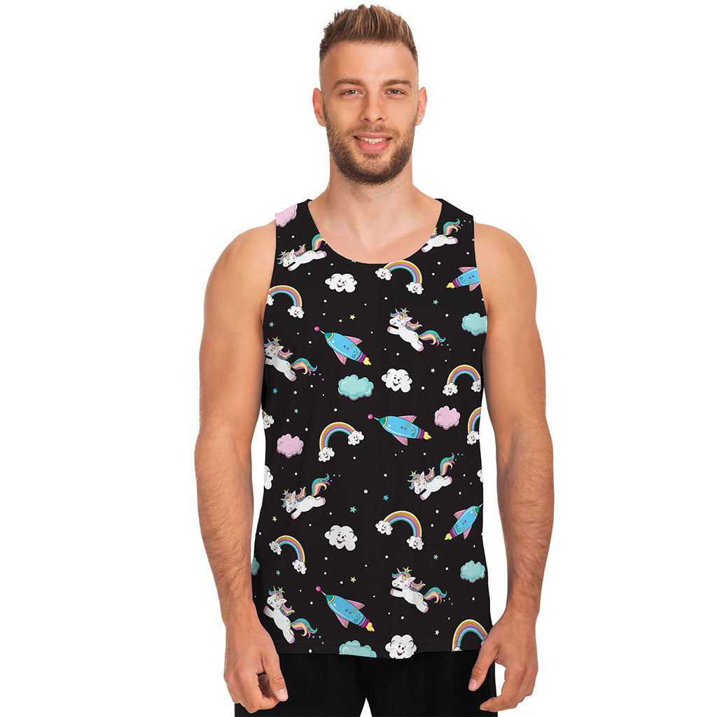 Star Space Unicorn Pattern Print Men's Tank Top