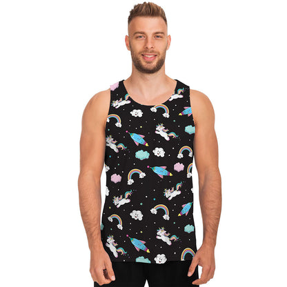 Star Space Unicorn Pattern Print Men's Tank Top