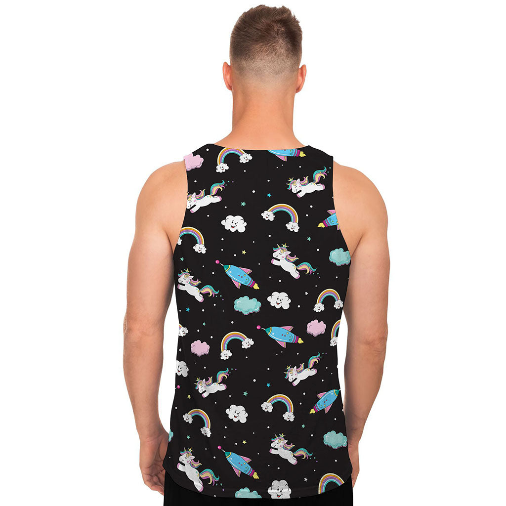 Star Space Unicorn Pattern Print Men's Tank Top