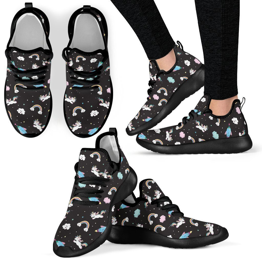 Star Space Unicorn Pattern Print Mesh Knit Shoes GearFrost