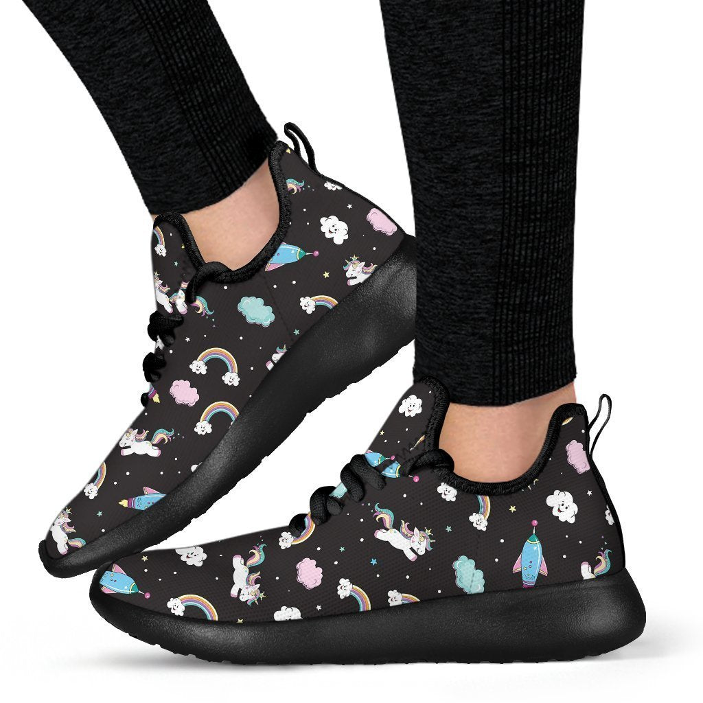 Star Space Unicorn Pattern Print Mesh Knit Shoes GearFrost