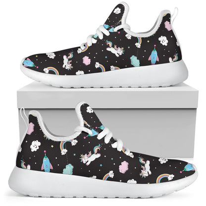 Star Space Unicorn Pattern Print Mesh Knit Shoes GearFrost
