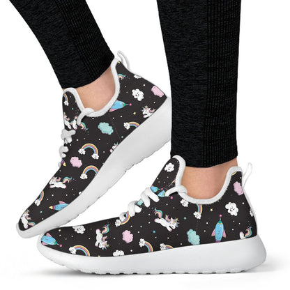 Star Space Unicorn Pattern Print Mesh Knit Shoes GearFrost