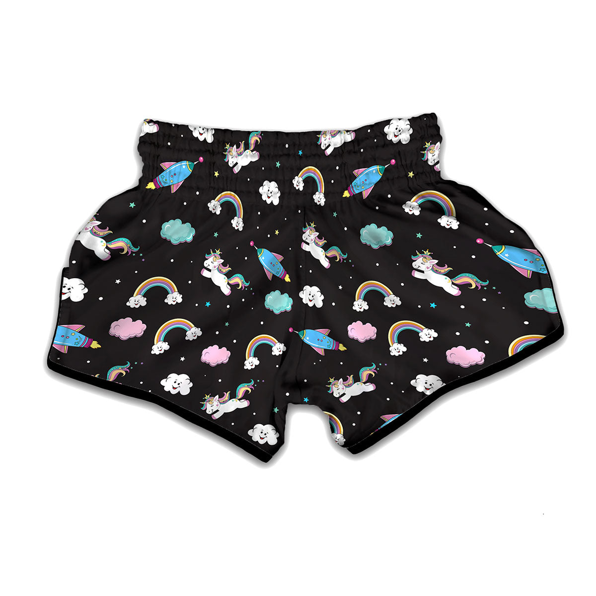 Star Space Unicorn Pattern Print Muay Thai Boxing Shorts
