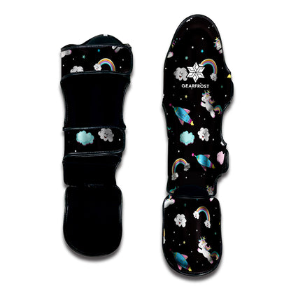 Star Space Unicorn Pattern Print Muay Thai Shin Guard