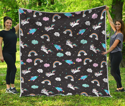 Star Space Unicorn Pattern Print Quilt