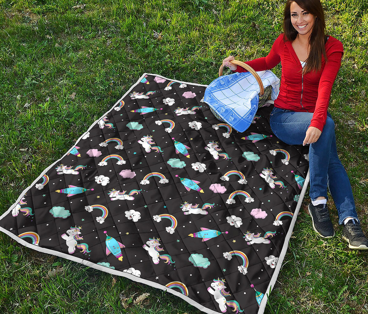 Star Space Unicorn Pattern Print Quilt