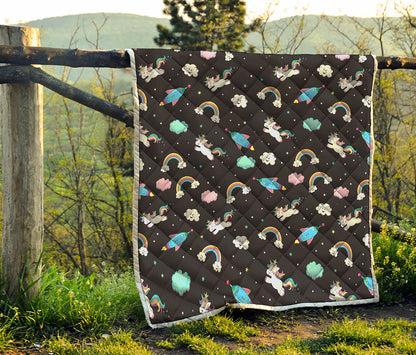 Star Space Unicorn Pattern Print Quilt