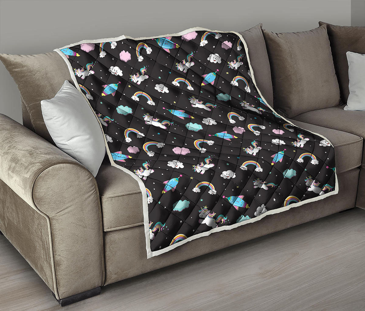 Star Space Unicorn Pattern Print Quilt