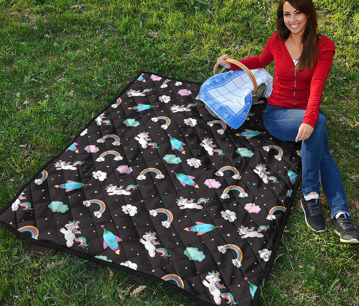 Star Space Unicorn Pattern Print Quilt