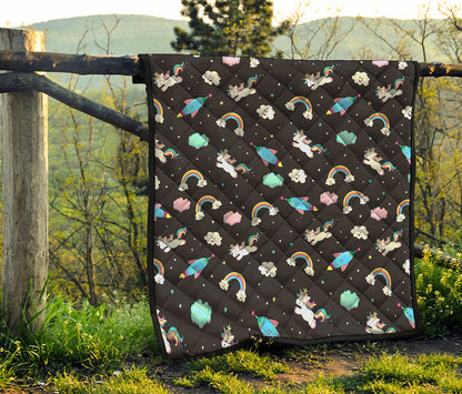 Star Space Unicorn Pattern Print Quilt