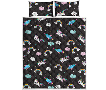 Star Space Unicorn Pattern Print Quilt Bed Set