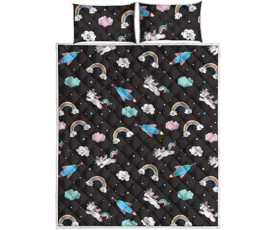 Star Space Unicorn Pattern Print Quilt Bed Set