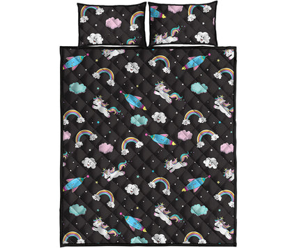 Star Space Unicorn Pattern Print Quilt Bed Set