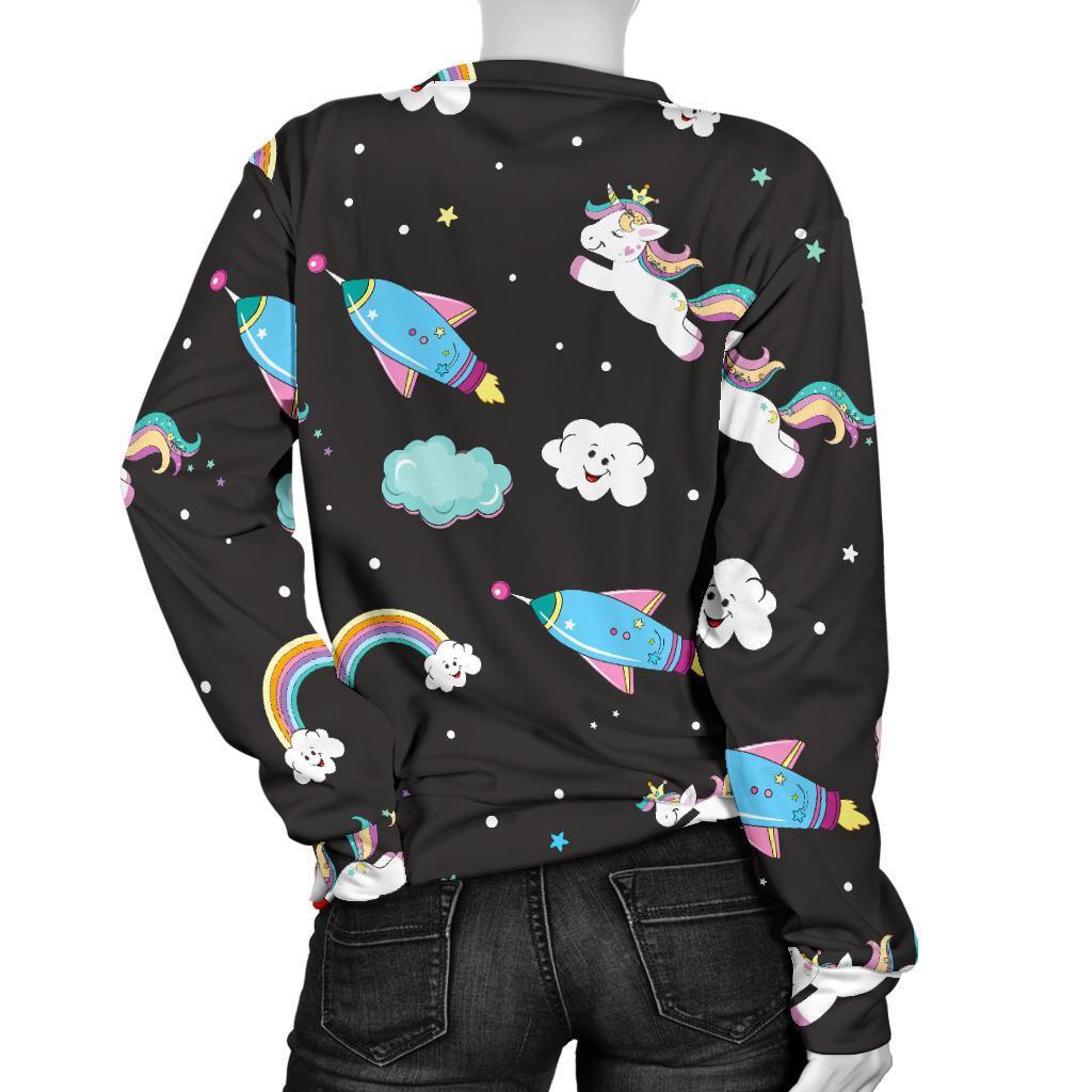 Star Space Unicorn Pattern Print Women's Crewneck Sweatshirt GearFrost
