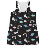 Star Space Unicorn Pattern Print Women's Racerback Tank Top