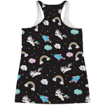 Star Space Unicorn Pattern Print Women's Racerback Tank Top