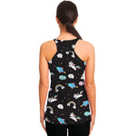Star Space Unicorn Pattern Print Women's Racerback Tank Top