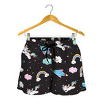 Star Space Unicorn Pattern Print Women's Shorts