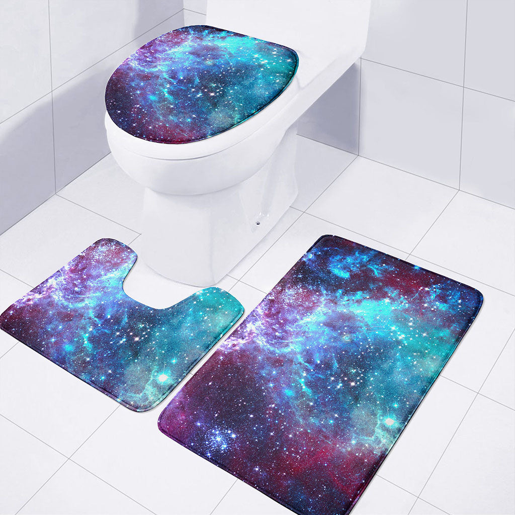 Starfield Nebula Galaxy Space Print 3 Piece Bath Mat Set