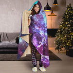 Starfield Nebula Galaxy Space Print Hooded Blanket