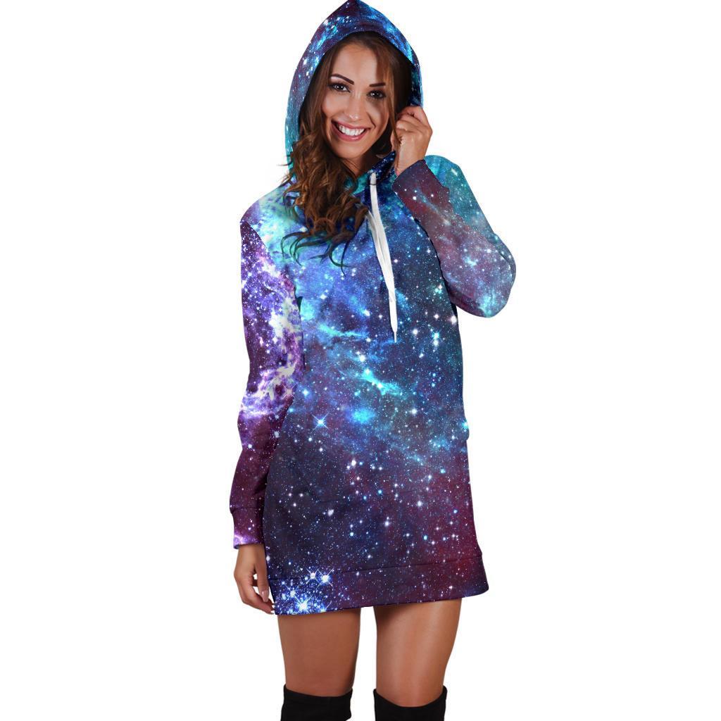 Starfield Nebula Galaxy Space Print Hoodie Dress GearFrost