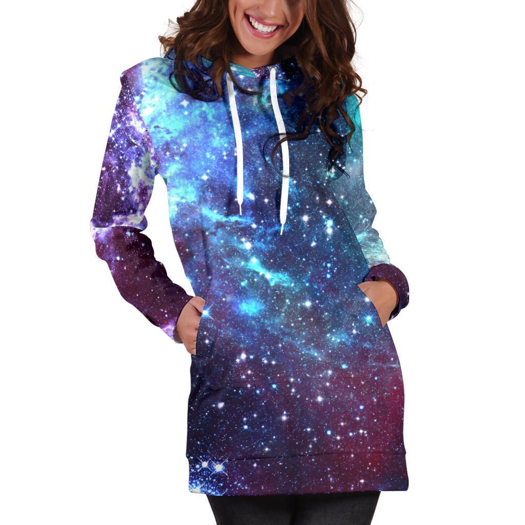Starfield Nebula Galaxy Space Print Hoodie Dress GearFrost